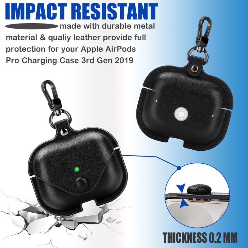 PG6 Leather Case for Airpods Pro with Keychain, Premium Leather Vintage Portable Shockproof Protective Cover for Apple AirPods Pro Charging Case 3rd Gen 2019 - Image 3